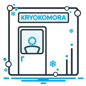 Ilustrace kryokomory s popiskem "KRYOKOMORA" – Grafické znázornění pro orientaci nebo propagační m